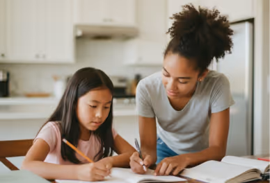 A student tutor with a student
