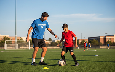 Student coaching sports